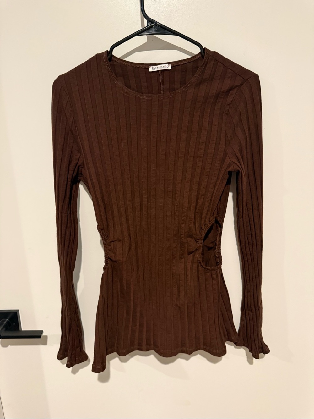 Reformation Brown Ribbed Long Sleeve Tee